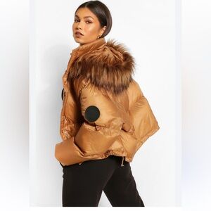 NWT Boohoo faux trim jacket